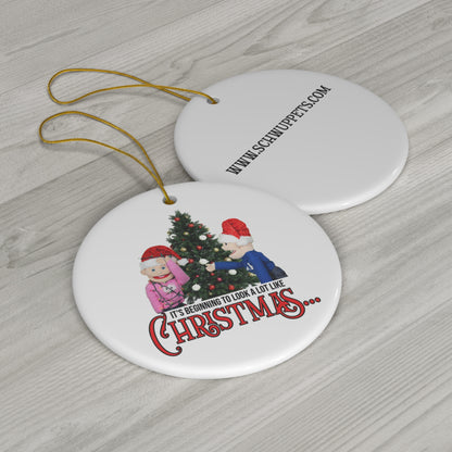 James and Julia "It's Beginning To Look A Lot Like Christmas" Ceramic Ornament, 2 shapes